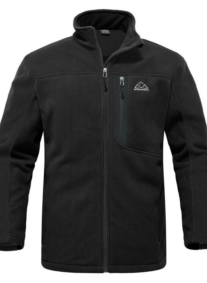 Rdruko Men's Fleece Jackets Full Zip Lightweight Outdoor Hiking Jackets Winter Coats(Black, US L) - Image 1