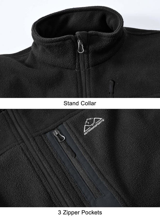 Rdruko Men's Fleece Jackets Full Zip Lightweight Outdoor Hiking Jackets Winter Coats(Black, US L) - Image 5