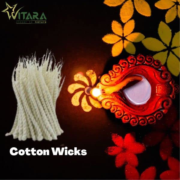 VITARA VITARA Premium Organic White Twisted Long Handmade Cotton Double Wicks Lambi Double Diya Batti for Pooja Akhand Jyot Vattalu Deepam for puja samai White 400 Wicks - Image 5