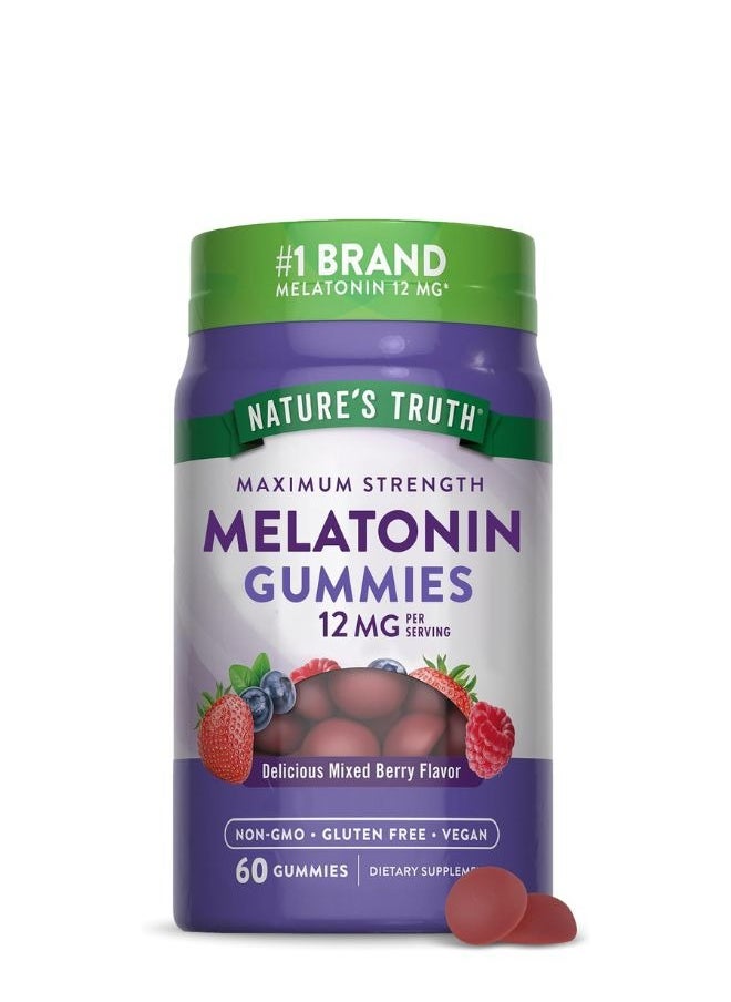 Nature's Truth Melatonin Gummies 12Mg Mixed Berry Flavor Vegan, Nongmo And Gluten Free Supplement 