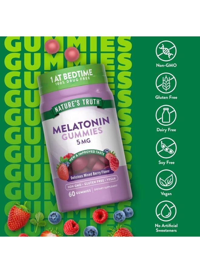 Nature's Truth Melatonin Gummies  Mixed Berry Flavor | Vegan, Non-GMO & Gluten Free Supplement 5mg | 60 Count | - Image 4
