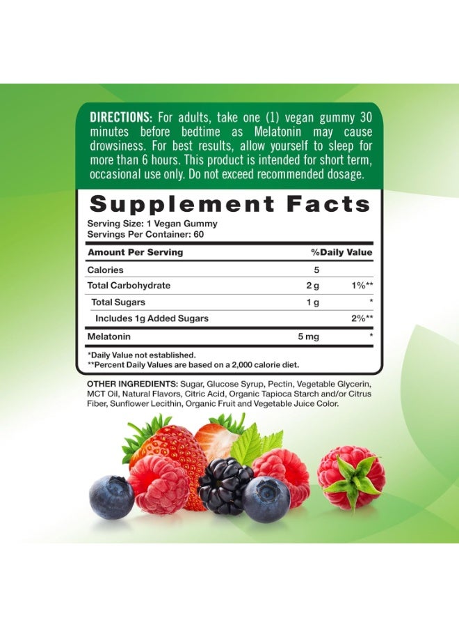 Nature's Truth Melatonin Gummies  Mixed Berry Flavor | Vegan, Non-GMO & Gluten Free Supplement 5mg | 60 Count | - Image 5