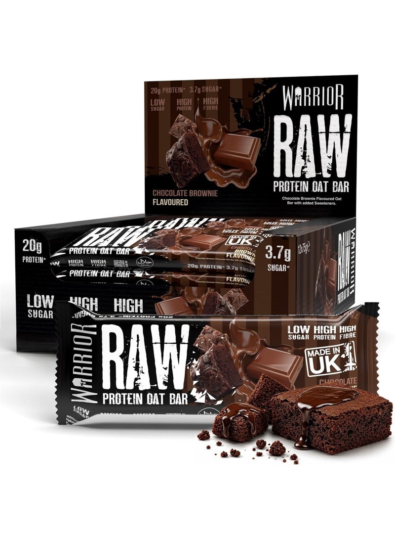 Warrior Raw Protein Flapjack Chocolate Brownie 12 x 75g - Image 1