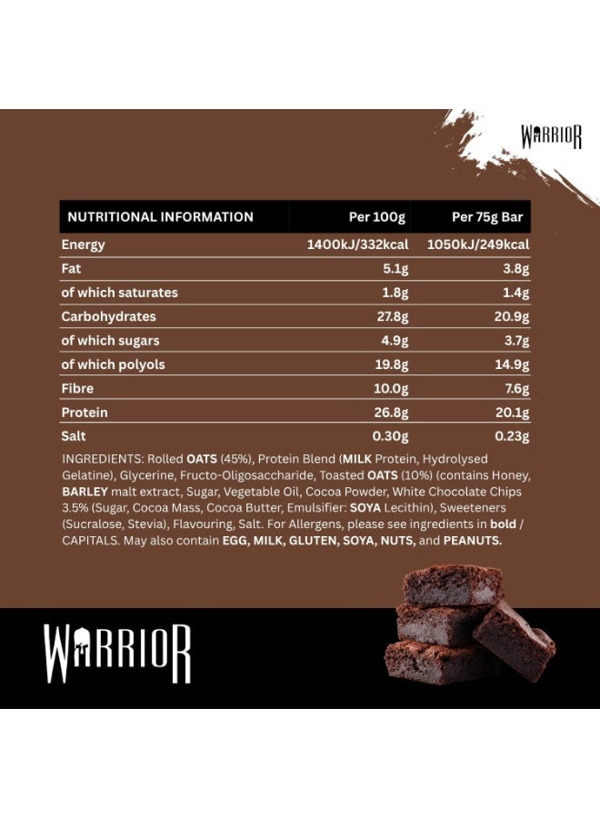 Warrior Raw Protein Flapjack Chocolate Brownie 12 x 75g - Image 2