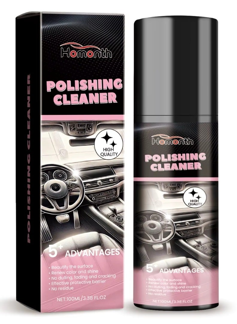 Homonth Polishing Cleaner Liquid 100ml Car Dashboard Polishing Care Wax Spray, Car Dashboard Care, Car Interior Plastic Door Dashboard Parts Restore Polishing Agent Wax, Interior Car Spray Cleaner  - Image 1