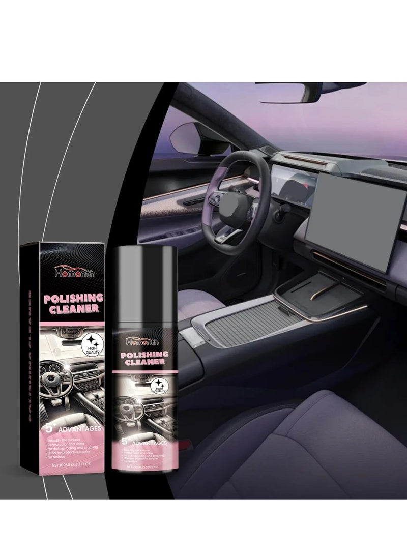 Homonth Polishing Cleaner Liquid 100ml Car Dashboard Polishing Care Wax Spray, Car Dashboard Care, Car Interior Plastic Door Dashboard Parts Restore Polishing Agent Wax, Interior Car Spray Cleaner  - Image 2