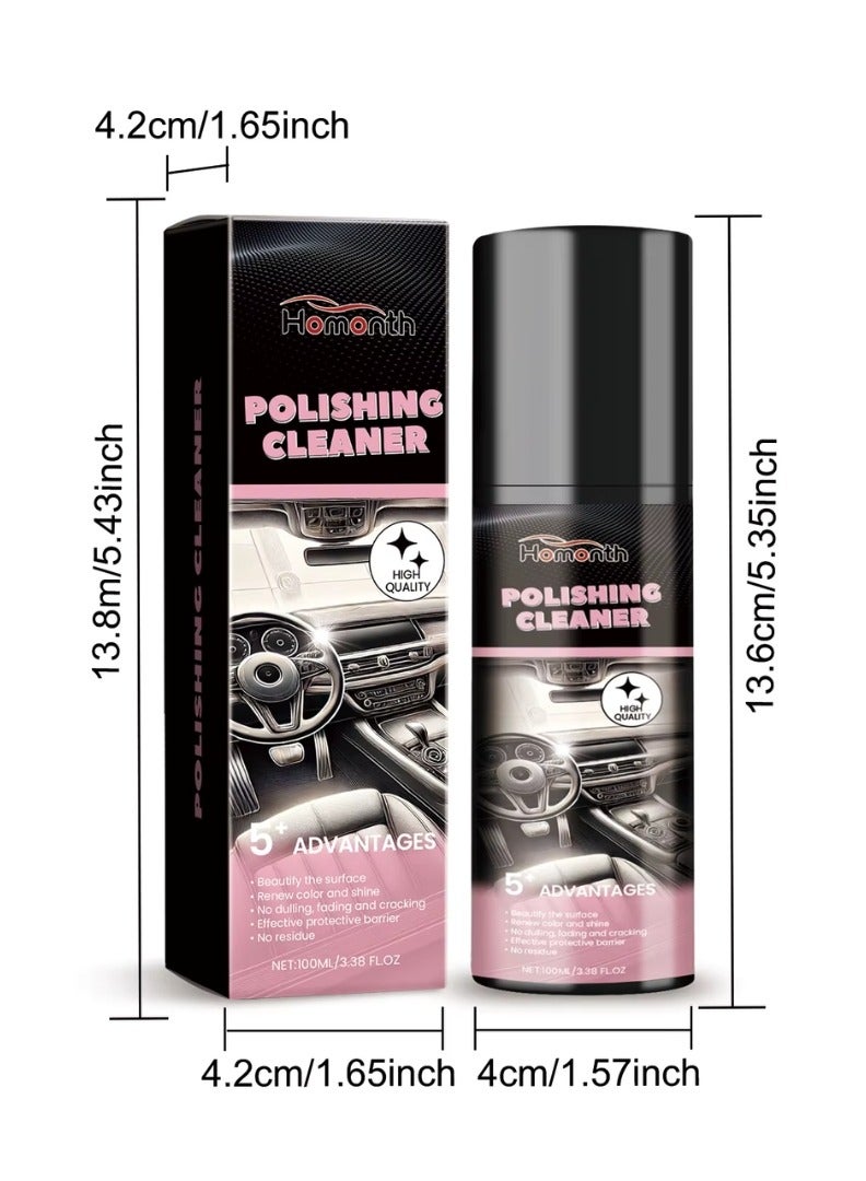Homonth Polishing Cleaner Liquid 100ml Car Dashboard Polishing Care Wax Spray, Car Dashboard Care, Car Interior Plastic Door Dashboard Parts Restore Polishing Agent Wax, Interior Car Spray Cleaner  - Image 3