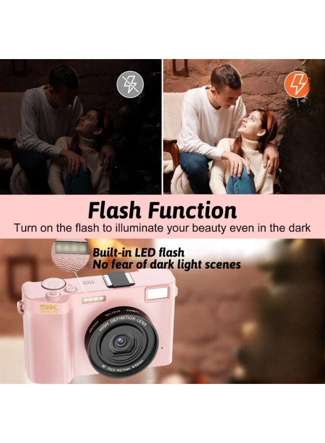 Generic Digital Camera 5K 64MP Vlogging Camera with Front and Rear Dual Lens, 18X Zoom, WiFi, 3.0inch HD Screen, Anti-Shake CMOS Sensor, Wide Angle, Macro, for Travel and Photography, 64G TF Card,1 Batteries - Image 5