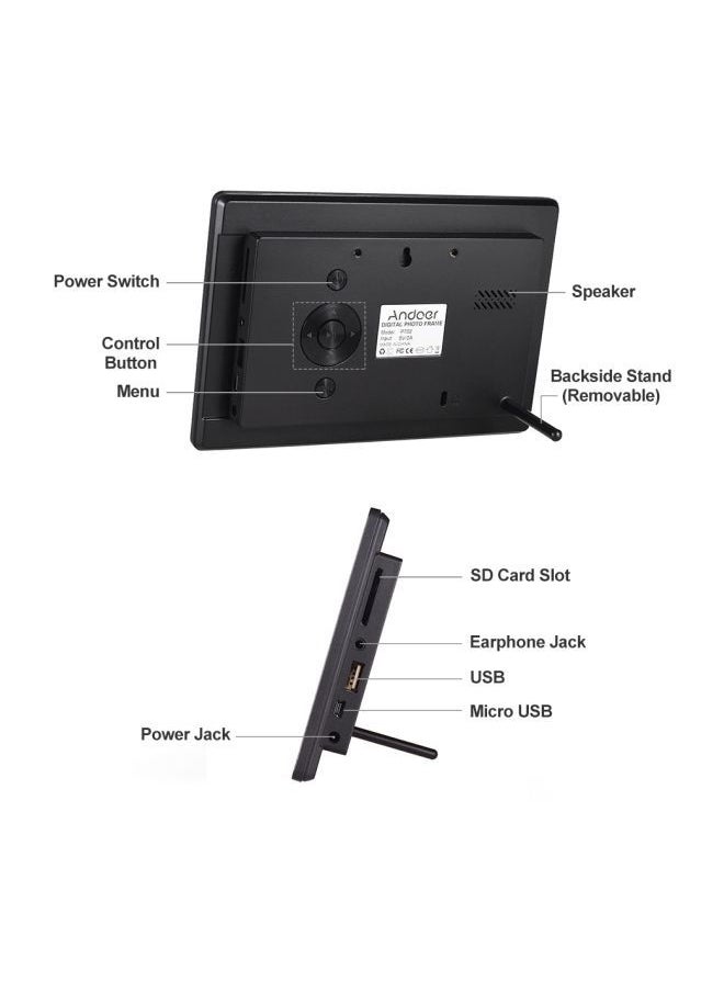 Generic LED Digital Photo Frame With Remote Control Black  - Image 3
