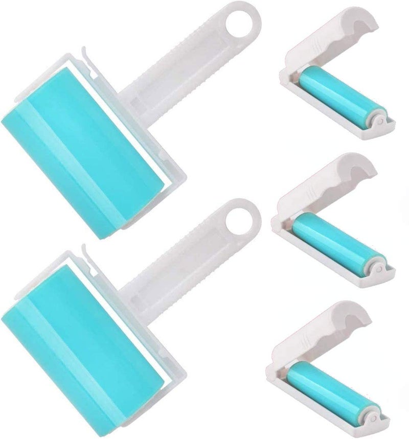 NUOBUT Lint Roller 5 Pack, Reusable Washable Lint Roller Sticky Gel Lint Remover Pet Hair Remover Cleaner for Clothes, Travel Essentials Household Use, Include Large Small Size - Image 1
