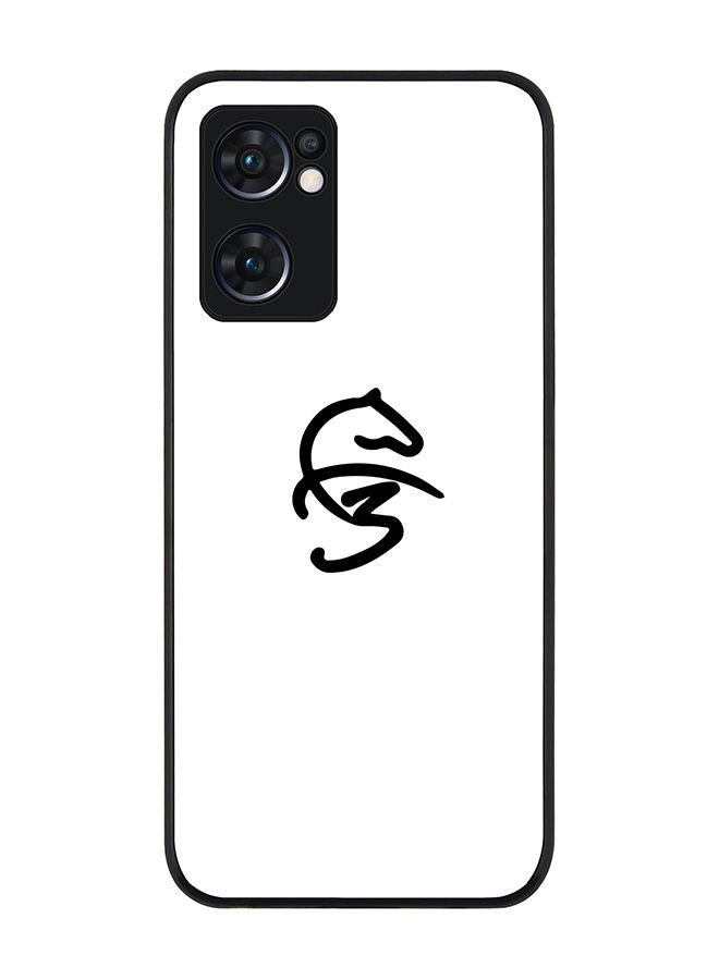 Stylizedd Rugged Black edge case for Oppo Reno7 5G  Slim fit Soft Case Flexible Rubber Edges Anti Drop TPU Gel Thin Cover -  Faz3 Icon White - Image 1