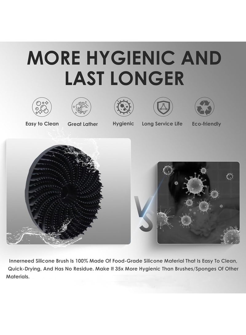 إسكدنيا فرشاة تنظيف الجسم المصنوعة من السيليكون الآمن غذائيًا، تقشير وتدليك لطيف، رغوة لطيفة، أكثر صحة وتدوم لفترة أطول - Image 3