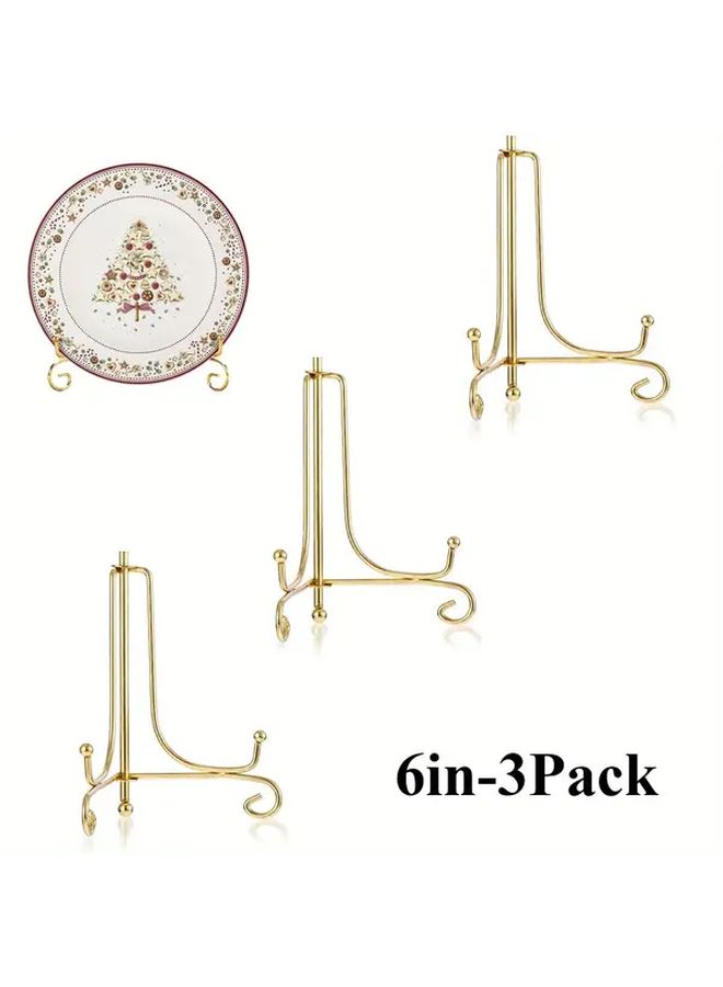 3 Packs 8 Inches Classic Golden Metal Display Stands With Easel Design Elegant Holder For Photo Frames Decorative Boards Tablets And Artworks Perfect For Home Decor And Office Use - Image 5