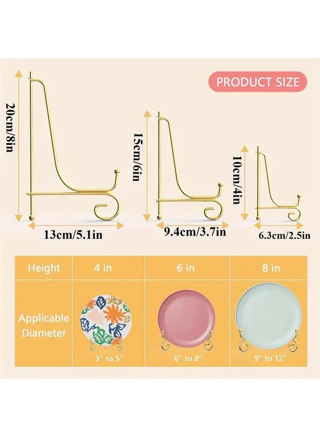 3 Packs 8 Inches Classic Golden Metal Display Stands With Easel Design Elegant Holder For Photo Frames Decorative Boards Tablets And Artworks Perfect For Home Decor And Office Use - Image 2