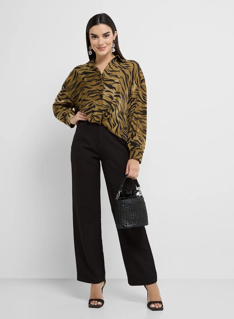 French Connection Damasco Adeline Print Tuck Shirt