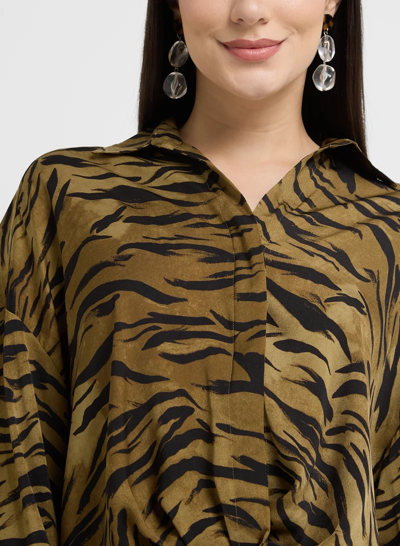 French Connection Damasco Adeline Print Tuck Shirt
