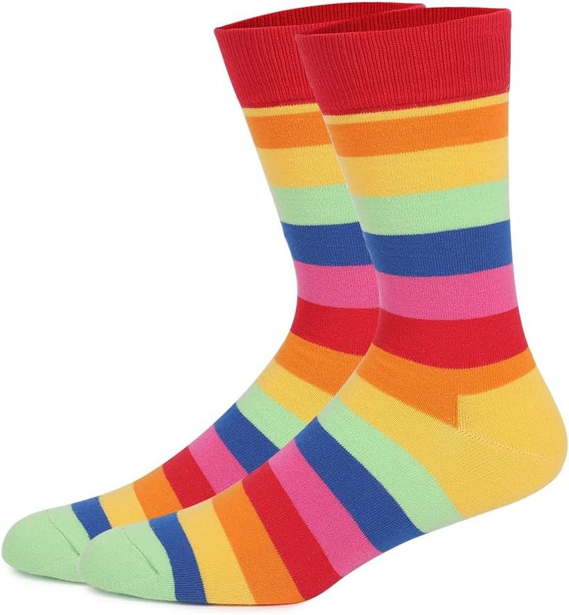 TOEJYJ Mens Fun Dress Socks, Pattern Funny Casual Socks Pack, Colorful Striped Cotton Novelty Socks Size 10-13 - Image 3