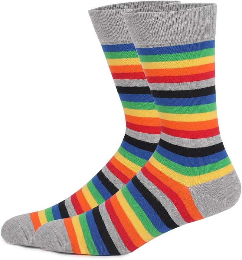 TOEJYJ Mens Fun Dress Socks, Pattern Funny Casual Socks Pack, Colorful Striped Cotton Novelty Socks Size 10-13 - Image 5