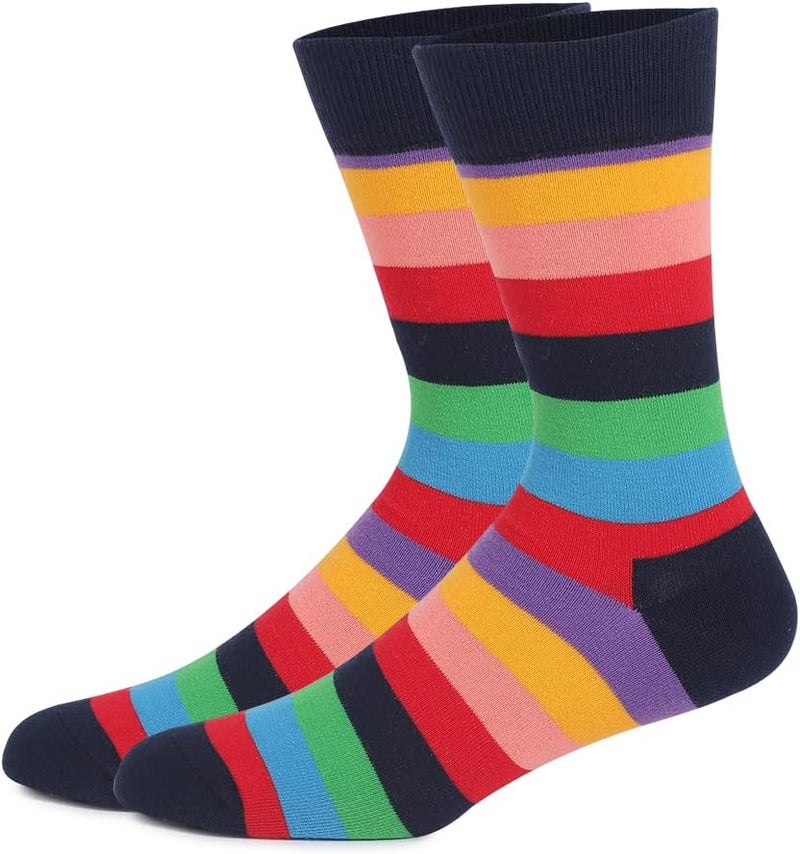 TOEJYJ Mens Fun Dress Socks, Pattern Funny Casual Socks Pack, Colorful Striped Cotton Novelty Socks Size 10-13 - Image 4