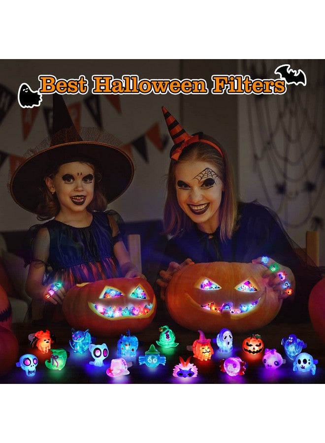 NPET 50Pcs Halloween Treats Light Up LED Rings, Non Candy Halloween Trick or Treats 3D Flashing Rings Toys Glow In the Dark Halloween Party Favor Ring Toy Gifts For Kids Adults Goodie Bag Stuffers - Image 4