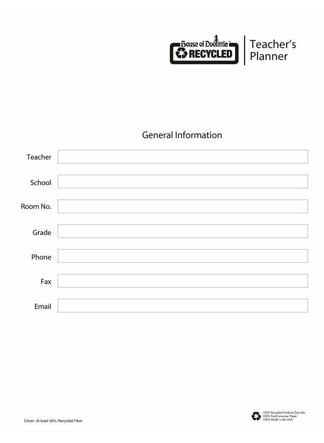 House of Doolittle Teachers Planner 8.5" x 11 - Image 3