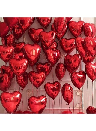 10Pcs 18 Inch Red Heart Balloons Valentine’s Day Heart Shape Foil Mylar Balloons Decoration for Romantic Valentine's Day Wedding Bridal Shower Anniversary Engagement Party Supplies - view 2