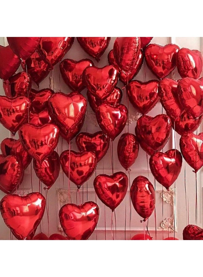 ووفيكسر 10 قطع من البالونات الحمراء على شكل قلب مقاس 18 بوصة، بالونات مايلر من رقائق معدنية على شكل قلب لعيد الحب، زينة لحفلات الزفاف الرومانسية وحفلات الخطوبة والذكرى السنوية - Image 2