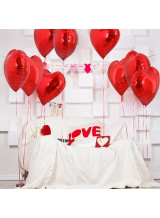 10Pcs 18 Inch Red Heart Balloons Valentine’s Day Heart Shape Foil Mylar Balloons Decoration for Romantic Valentine's Day Wedding Bridal Shower Anniversary Engagement Party Supplies - view 3