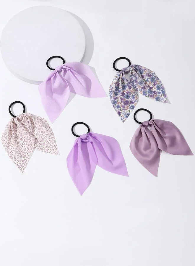 Take Two Set of 5 - Floral and Solid Hair Ties