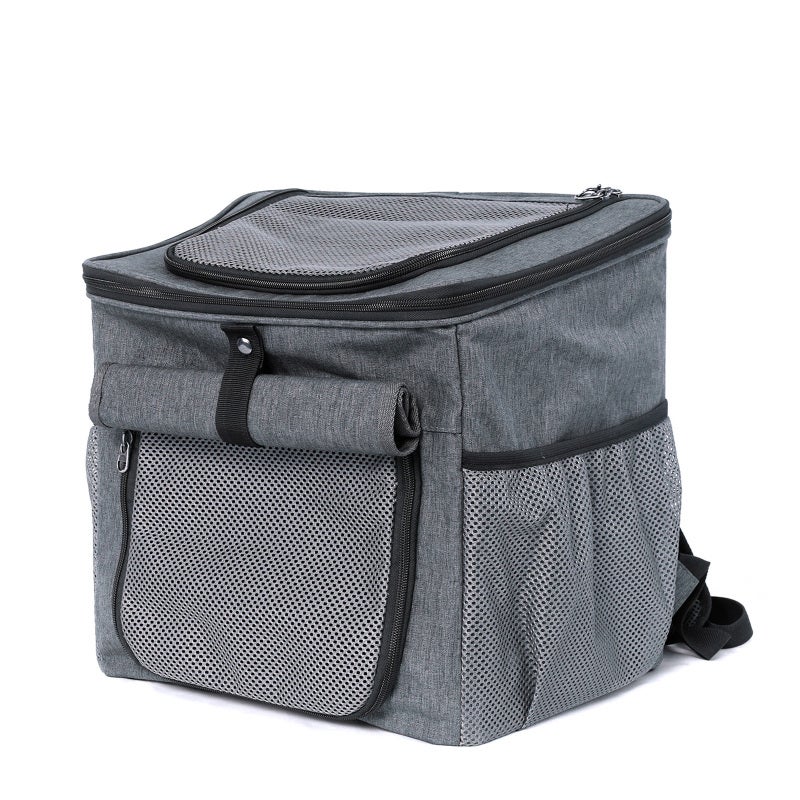 Dog Bike Carrier Backpack Oxford Cloth Breathable Mesh Windows 2 Storage Pockets - Convertible Shoulder Bag Car Seat for Small Dogs Cats Outdoor Rides - Image 1