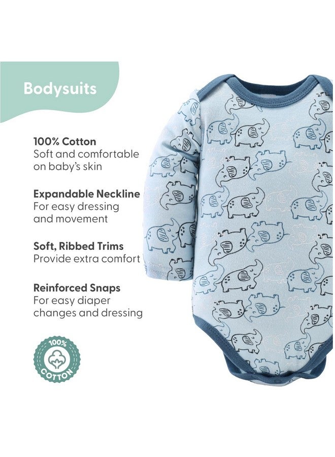 The Peanut Shell طقم هدايا بيبي لايت من بي نات شيل للأولاد - طقم هدايا مكون من 30 قطعة للأطفال حديثي الولادة، ملابس أطفال وضروريات حديثي الولادة - ملابس أطفال حديثي الولادة 0-3 أشهر - أزرق فيل - Image 2