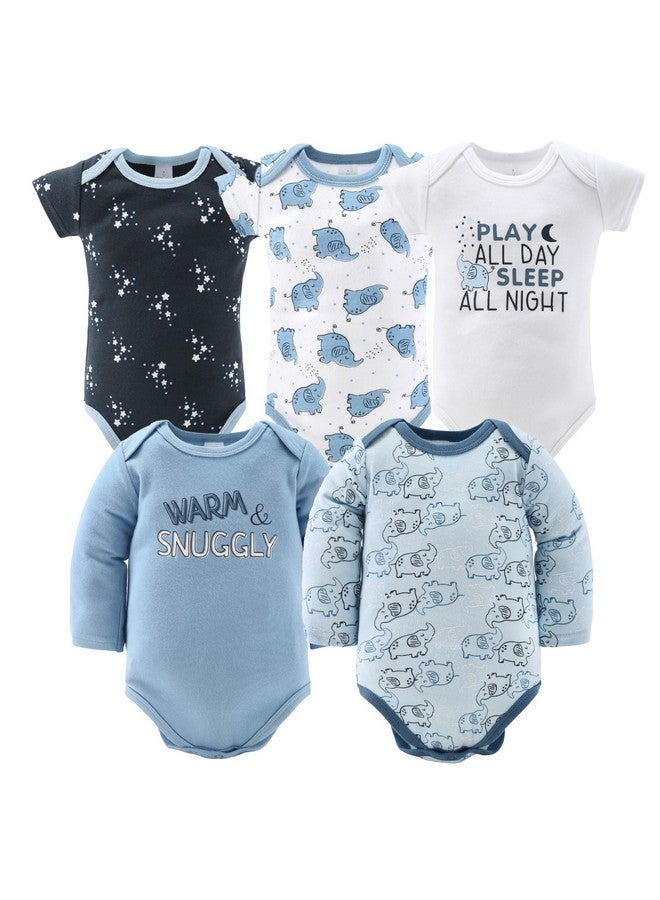 The Peanut Shell طقم هدايا بيبي لايت من بي نات شيل للأولاد - طقم هدايا مكون من 30 قطعة للأطفال حديثي الولادة، ملابس أطفال وضروريات حديثي الولادة - ملابس أطفال حديثي الولادة 0-3 أشهر - أزرق فيل - Image 3