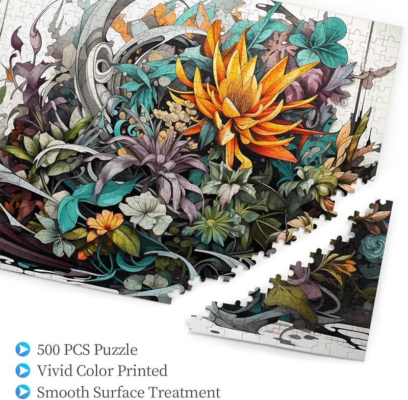 Phayah 500 قطعة لغز الزهور المختلطة للبالغين هدية ديكور المنزل - Image 3