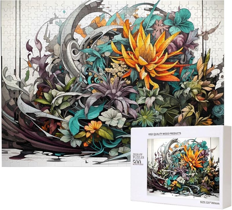 Phayah 500 قطعة لغز الزهور المختلطة للبالغين هدية ديكور المنزل - Image 2