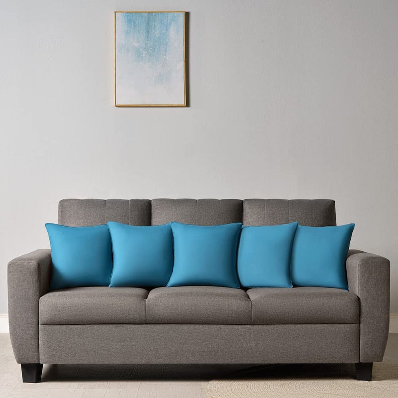Sleepyhead Sleepyhead Microfiber Nooks Blue Geometric Cushion Cover With Premium Ocean Blue Cushion Fillers (16"X16", Set of 5 Combo) - Image 5