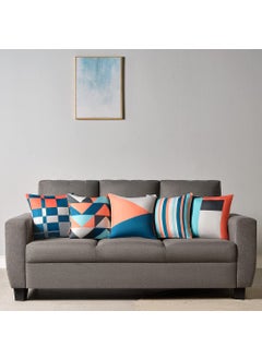 Sleepyhead Sleepyhead Microfiber Nooks Blue Geometric Cushion Cover With Premium Ocean Blue Cushion Fillers (16"X16", Set of 5 Combo)  - Image 3