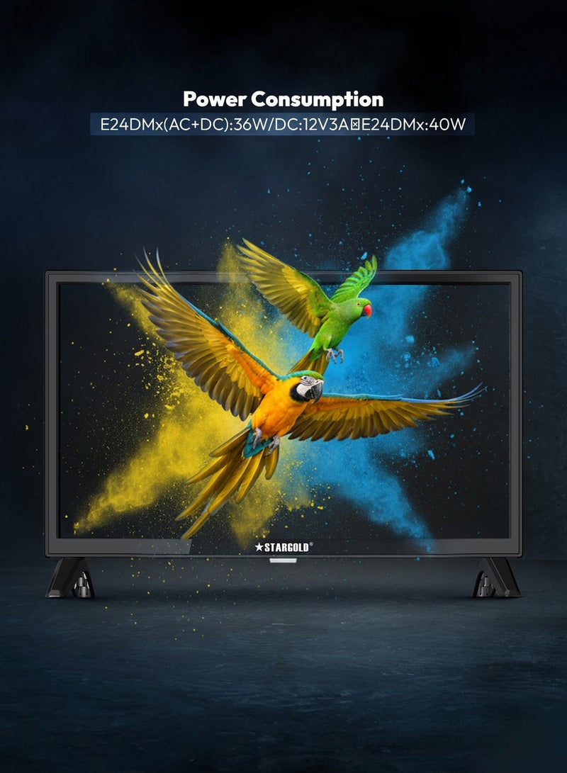 STARGOLD 24 Inch LED TV HD Ready AC DC 12V Portable Television for Caravan Truck Boat 24 Inch Smart TV Alternative Slim 24 TV with HDMI VGA USB Multimedia Energy Saving True Color Small 24 Inch Television for for Home & Caravan - Image 5