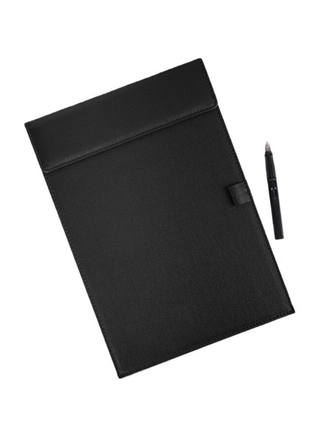 Simaa A4 Magnetic Leather Conference Board Folder, Magnetic File Folder, Business Writing Clipboard, Report Folder, Writing Pad, Office Supplies, With Pen Holder, Black - Image 1