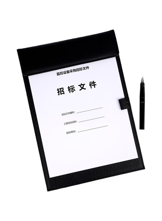 Simaa A4 Magnetic Leather Conference Board Folder, Magnetic File Folder, Business Writing Clipboard, Report Folder, Writing Pad, Office Supplies, With Pen Holder, Black - Image 3