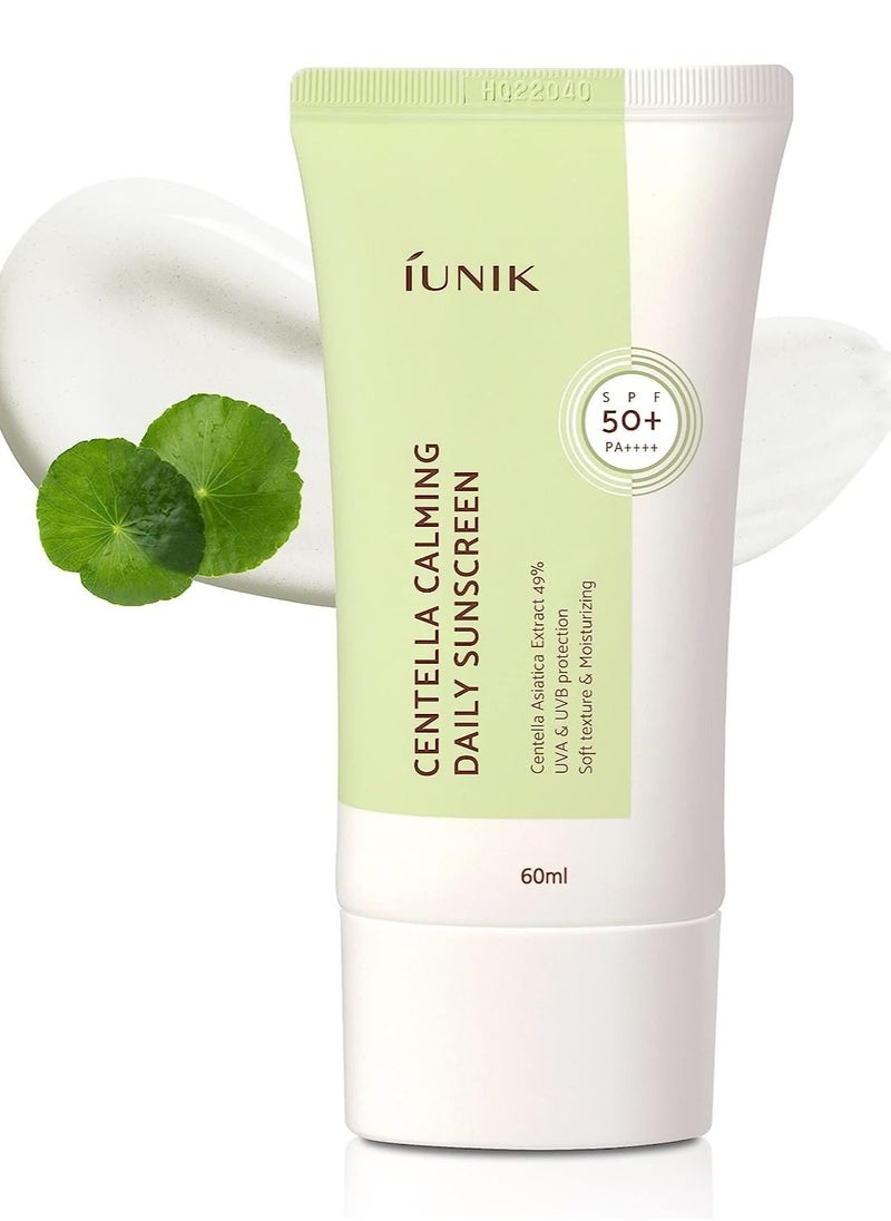 iUNIK - Centella Calming Vegan Moisture SPF 50+ PA++++ Non-Sticky No White Cast Light-Weight Daily Sunscreen Reef-Safe UVA UVB Matte-Finish No-Scent 2 Oz Beta-Glucan Dry Oily Sensitive Acne-Prone Skin - Image 1