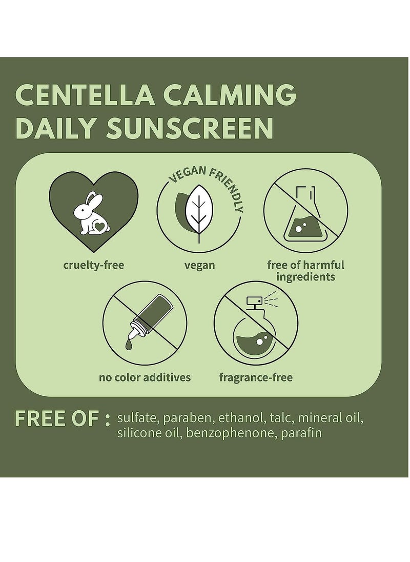 iUNIK - Centella Calming Vegan Moisture SPF 50+ PA++++ Non-Sticky No White Cast Light-Weight Daily Sunscreen Reef-Safe UVA UVB Matte-Finish No-Scent 2 Oz Beta-Glucan Dry Oily Sensitive Acne-Prone Skin - Image 1