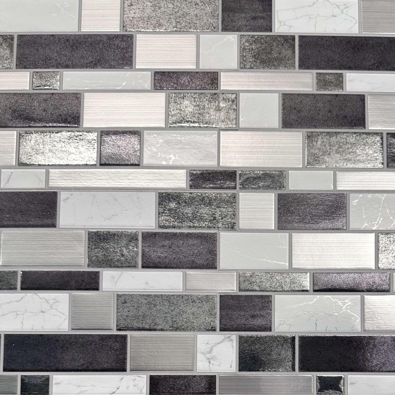 Main Street 24Pack of 8 x 8 Paper Tiles for Kitchen Backsplash in Mosaic Design Peel and Stick Renter Friendly Self Stick Paper Wall Tiles for Your Home and DIY Projects Black and Silver Mosaic - Image 2