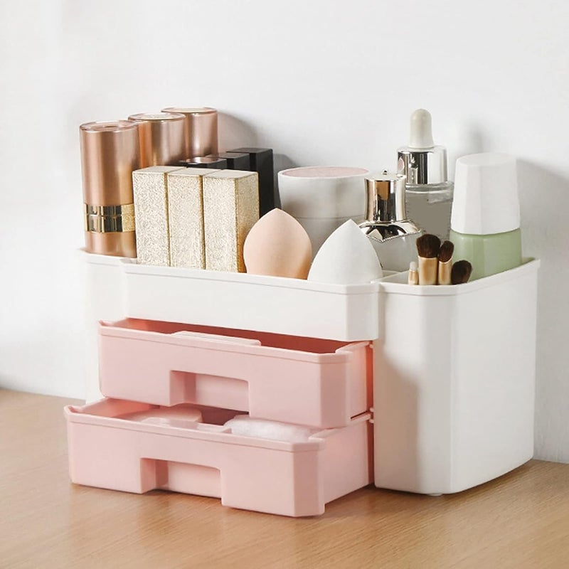 EAGEAN Drawer Type Storage Box - Multifunctional Cosmetic Organizer for Makeup, Jewelry, Office Desk - Plastic Household Vanity Box (Multicolor) - Image 2