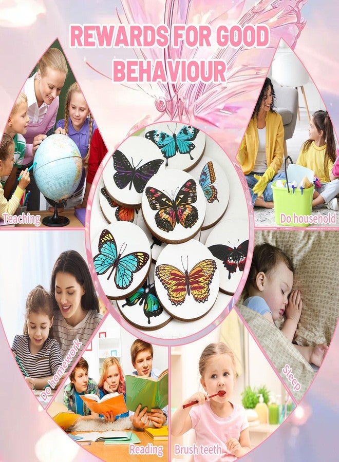 CypherX Kids Reward Tokens, Unique Wooden Tokens for Kids, 30 Redeemable Tokens with Colorful Butterfly Designs, Symbolizing Growth and Progress, Round - Image 4