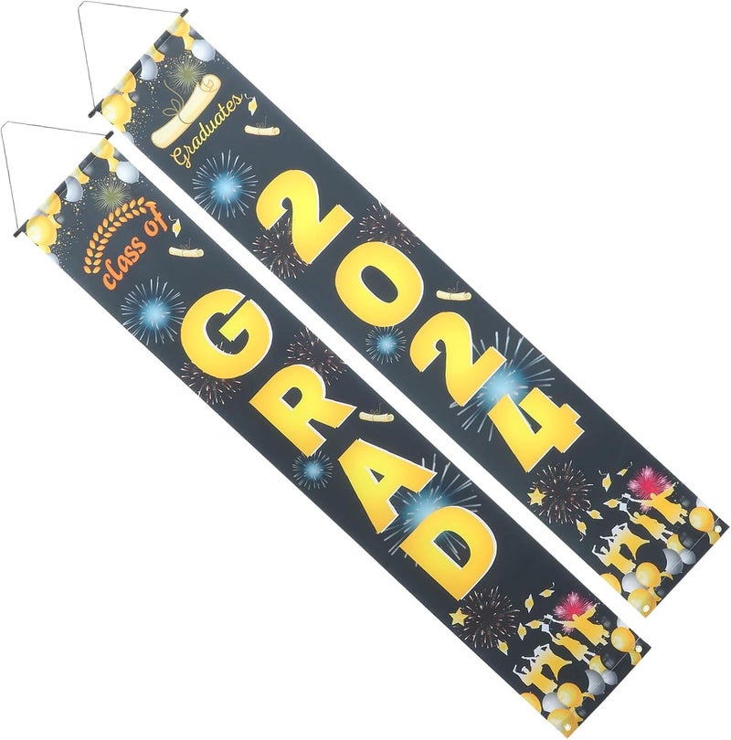 Graduation Porch Banner 1 Pair 30x180cm 2024 Graduation Party Door Decorations Decorative Grad Banners for Front Door Ornament - Image 1