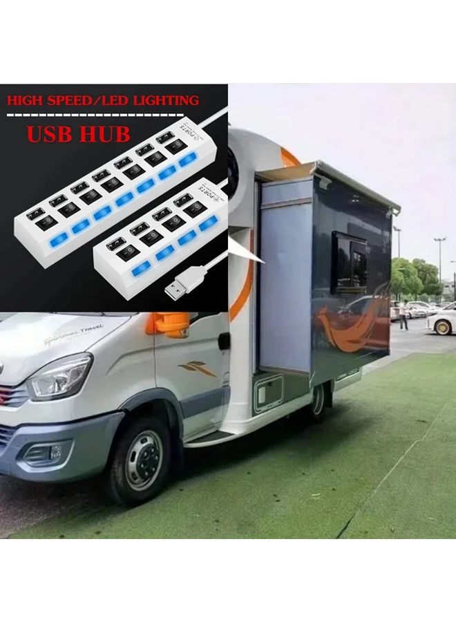 محور USB أسود 4 منافذ مع مفتاح مستقل وضوء للكمبيوتر ماوس لوحة المفاتيح تخزين - Image 5