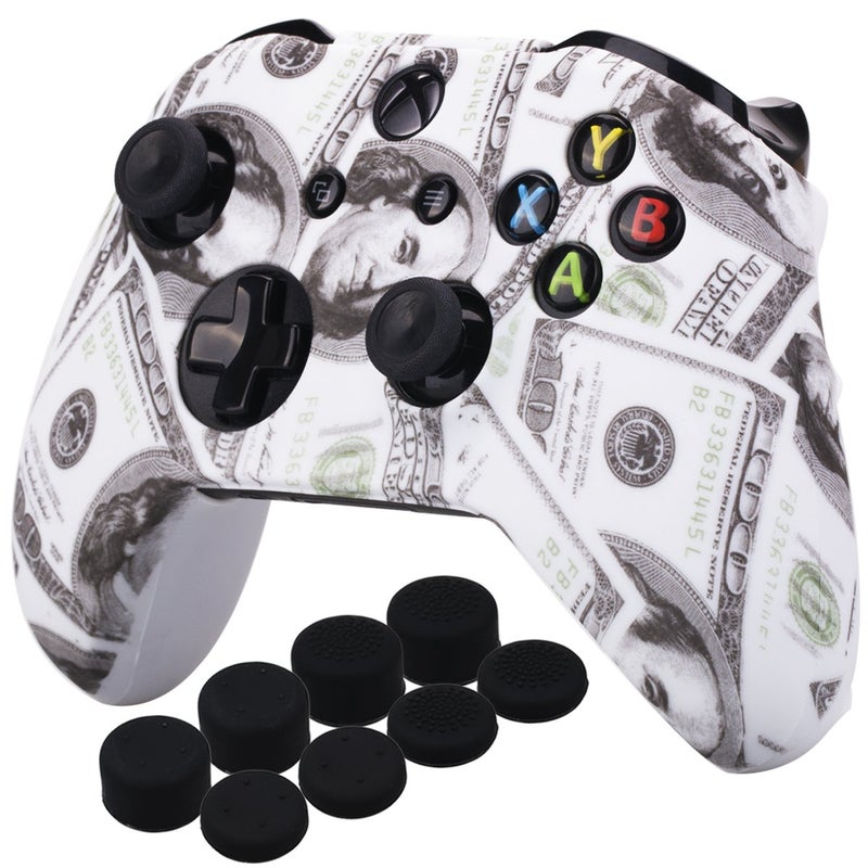 YoRHa Printing Rubber Silicone Cover Skin Case for Xbox One S/X Controller x 1(US Dollar) with PRO Thumb Grips x 8 - Image 1