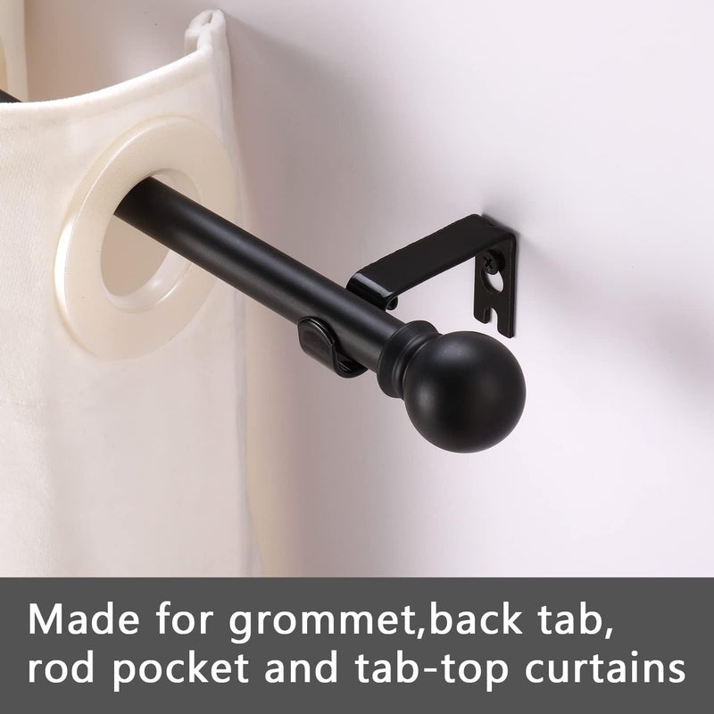 GXOACKJ 2 Pack Black Curtain Rods for windows 32 to 48 inch, 5/8 inch Splicing Heavy Duty Metal Curtain Rod Set with Brackets - Image 3
