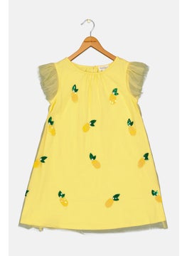 Nicole Miller Kids Girl Allover Print Dress, Bright Yellow  - Image 1