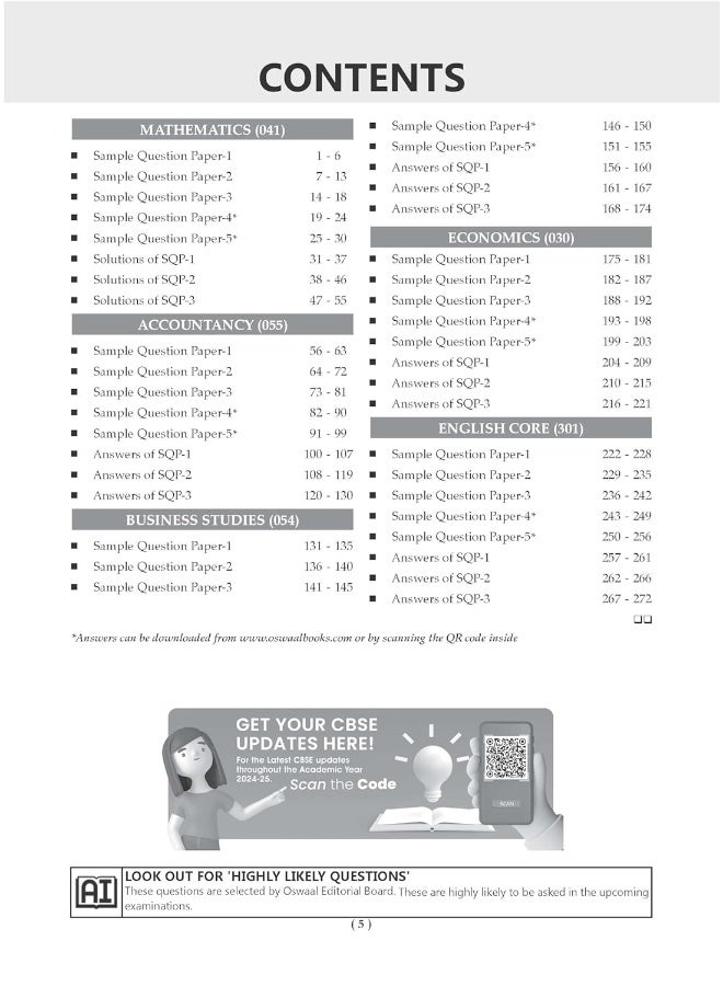 Oswaal CBSE 25 Combined Sample Question Papers Class 12 Commerce Books Accountancy, Business Studies, Economics, Mathematics, English Core (For 2025 Exam)  - Image 5